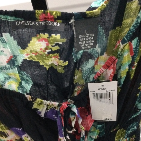 NWT Chelsea & Theodore lovely multicolored maxi dress, elastic waist - Picture 3 of 5